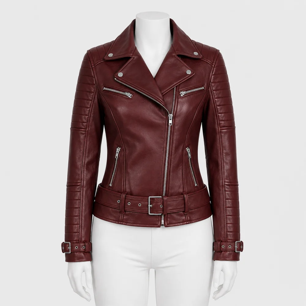 Cafe Racer Burgundy Leather Jacket